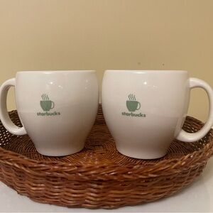 Vintage 2003 Starbucks Barista 12 oz White Mugs with Green Logo - Price for 2